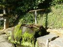 神魂神社の身の汚れを落とす手水と重厚な自然石の手水鉢